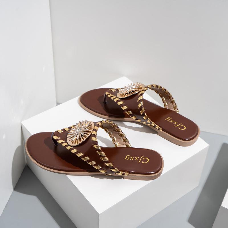 Rhinestone Flat Sandals Newgew