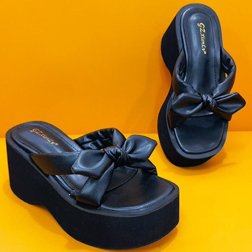 Thick Soled Slope Heel Butterfly Sandals Newgew