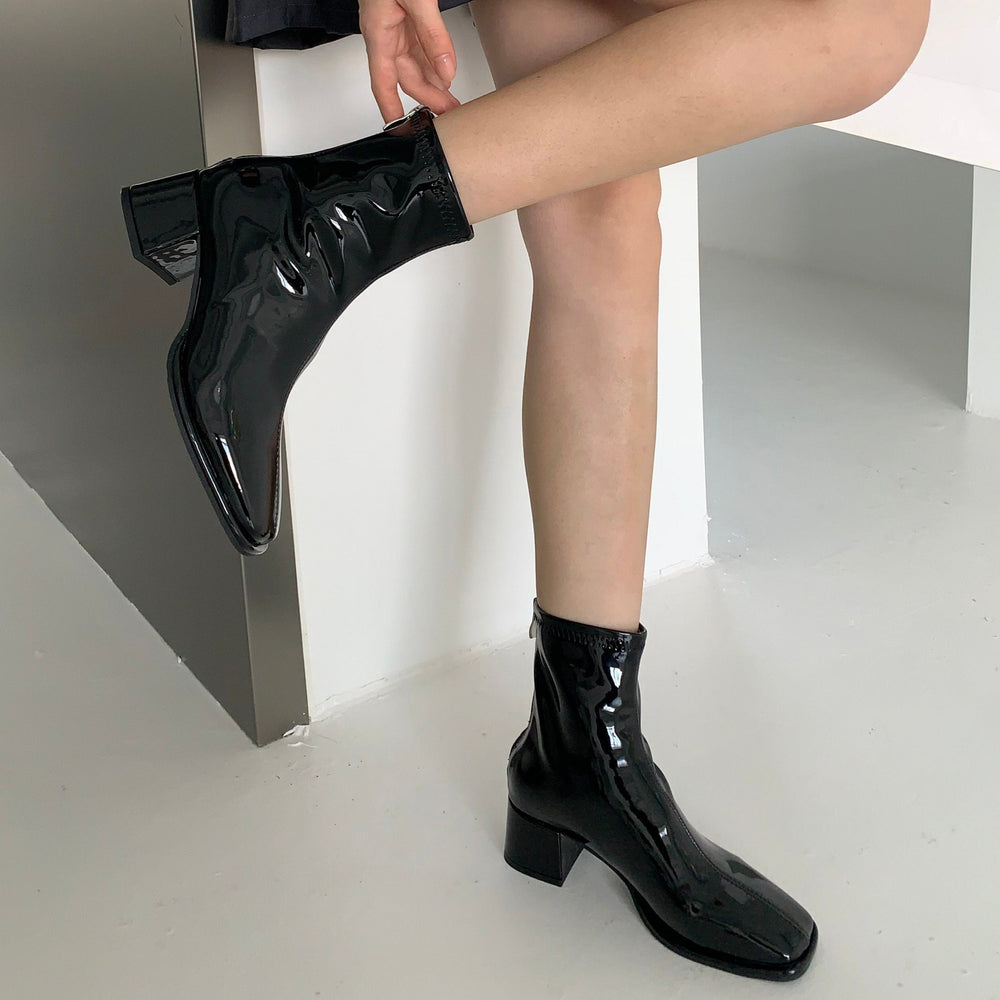 Chunky Heeled Back Zipper Short Boots Newgew