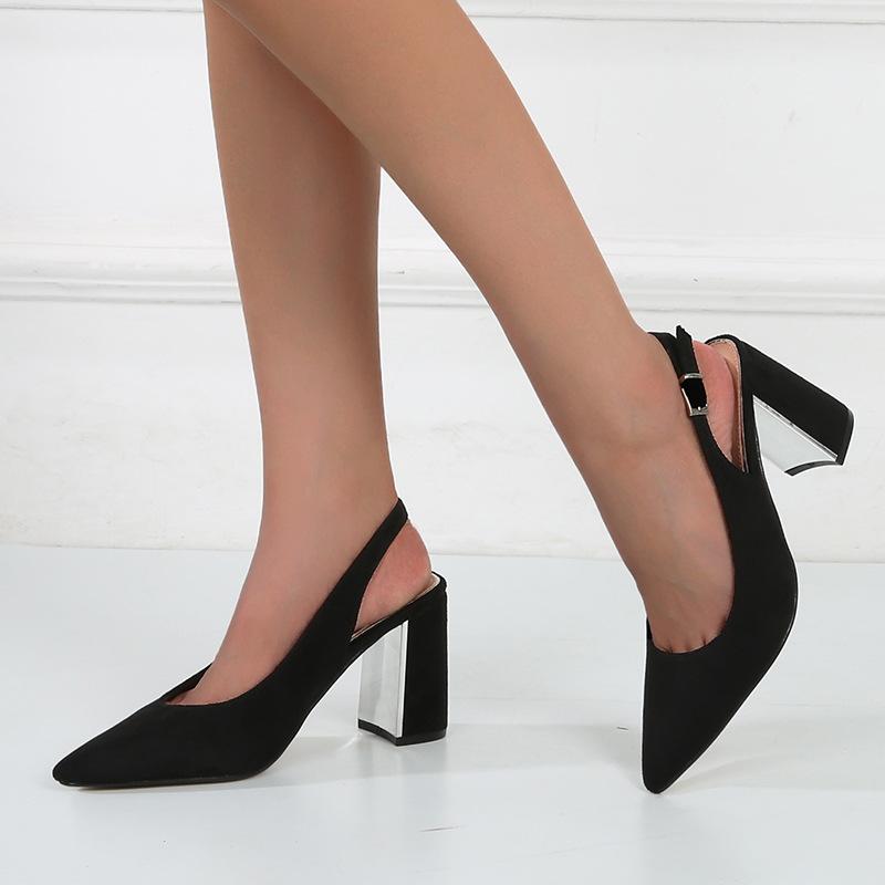 Suede Chunky Heeled  Pumps Newgew