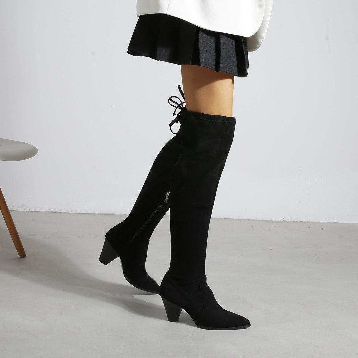 Over The Knee Tie Back Chunky Boots Newgew