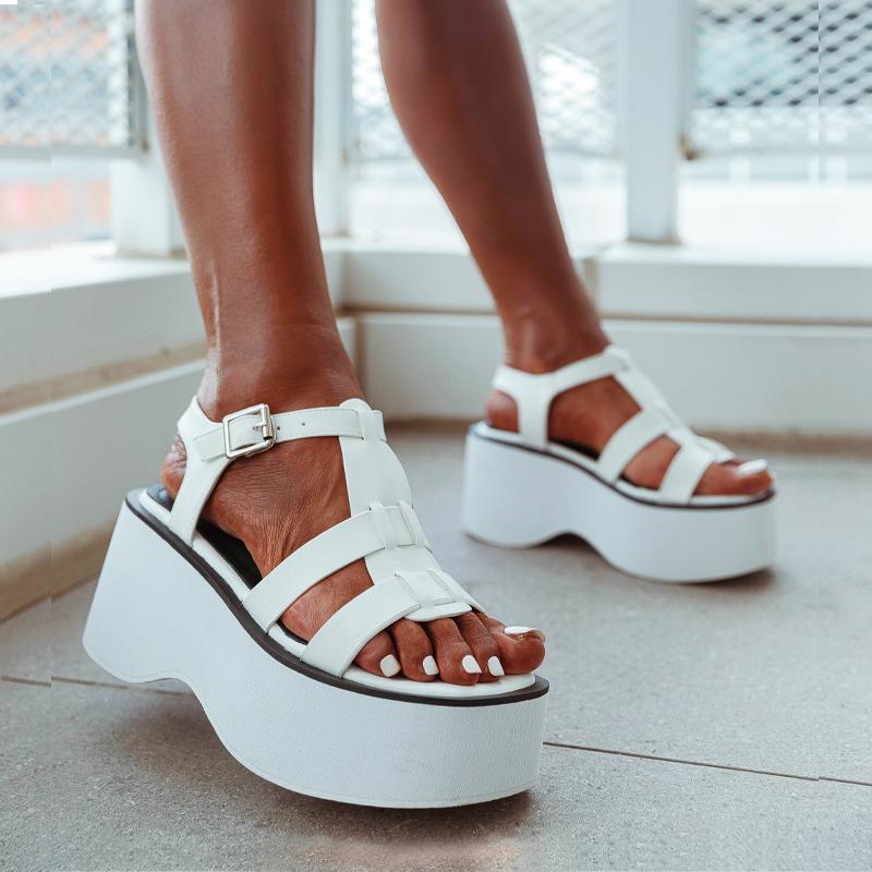 Thick Soled Slope Heeled Roman Sandals Newgew