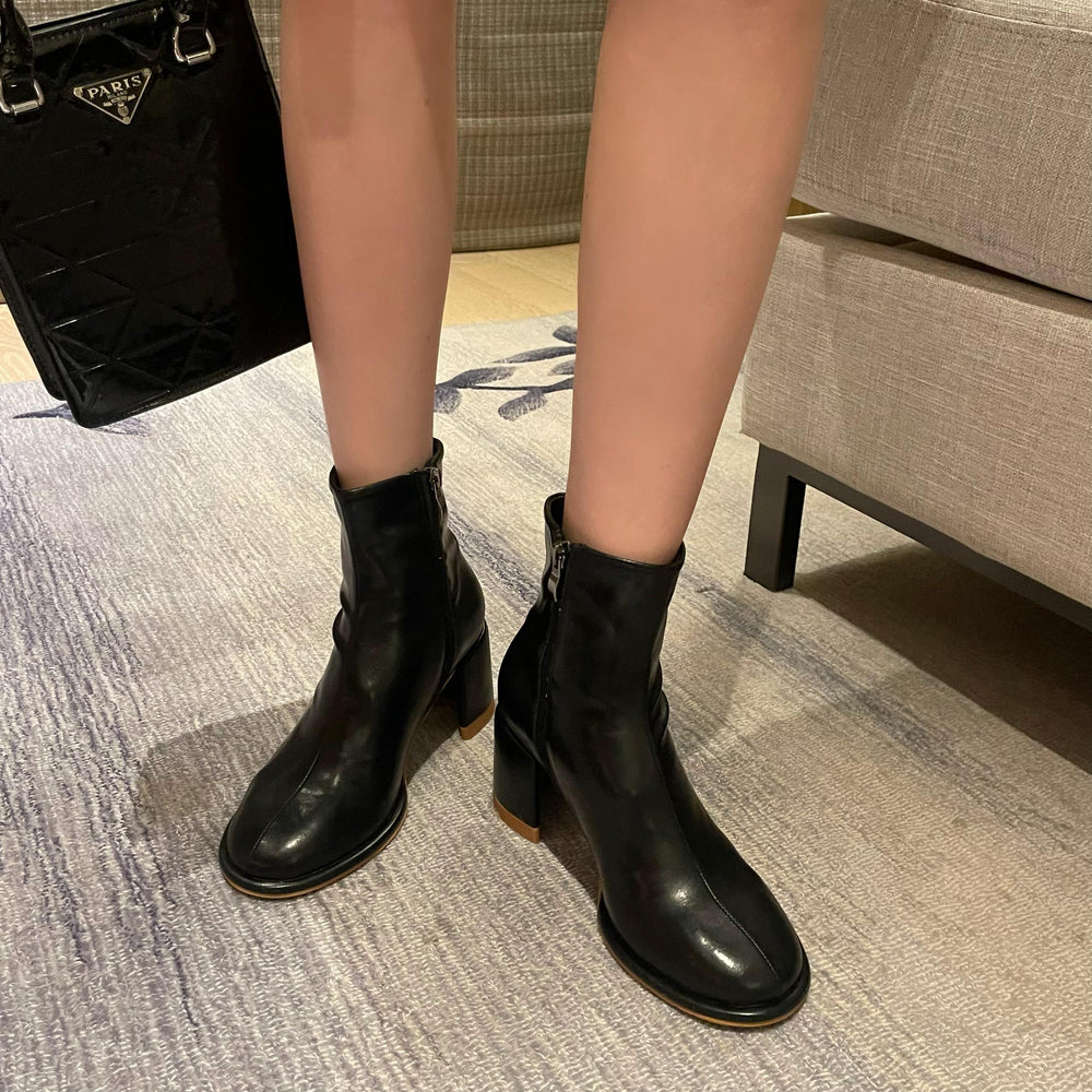Colorful Thick Heeled Side Zipper Short Boots Newgew