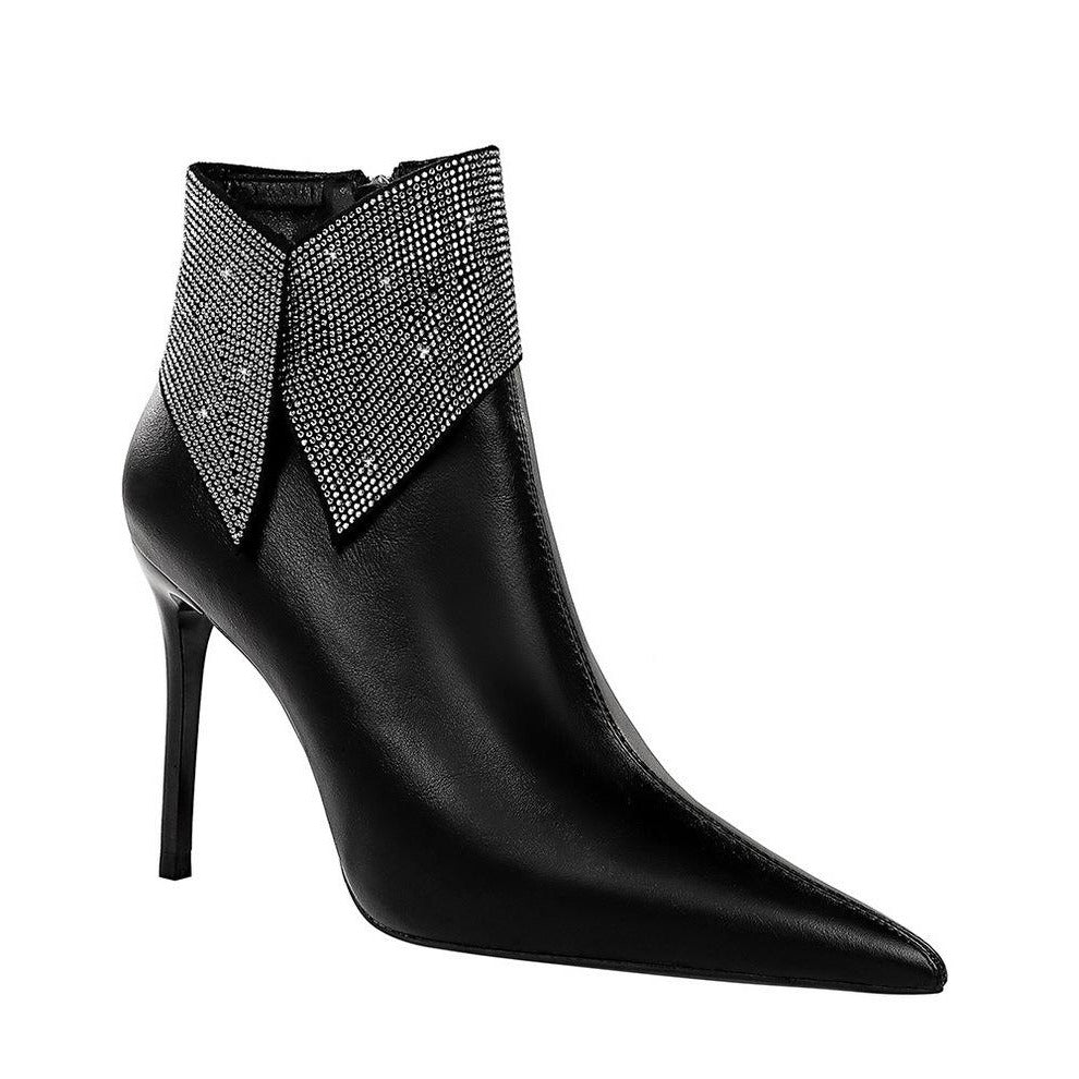 Pointed Toe Side Zipper Fine High Heel Boots Newgew