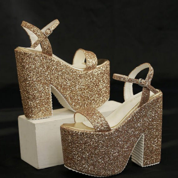 Halloween Sequin Waterproof Platform Super High Heel Sandals Newgew