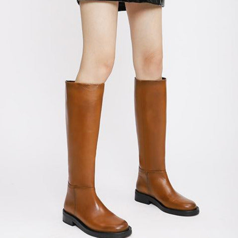 Retro Round-toed Riding Boots Newgew
