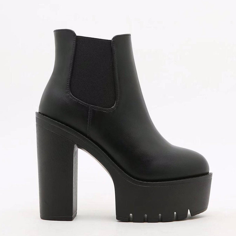British Style High Heeled Thick Heeled Short Boots Newgew
