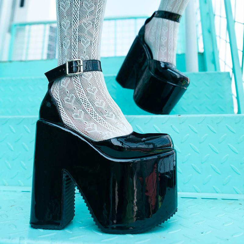 Halloween Super High Waterproof Platform Patent Leather Heels Newgew