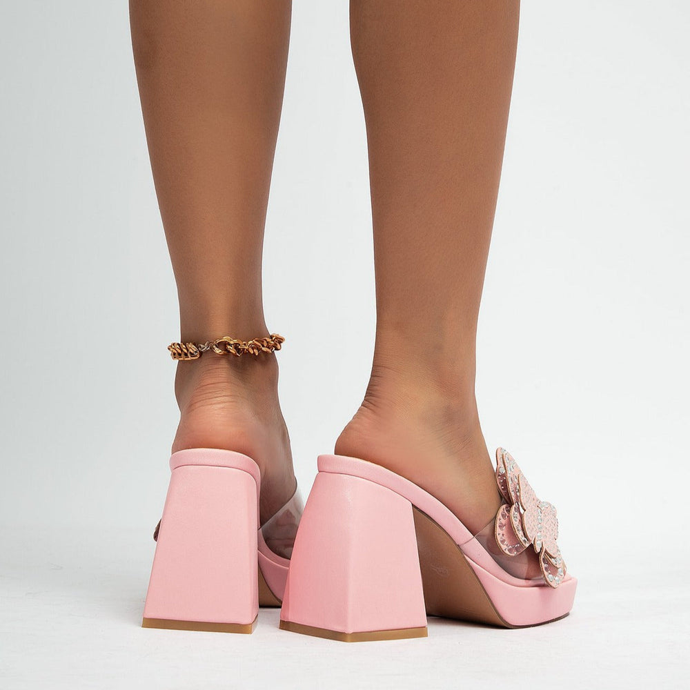 Rhinestone Butterfly High-heeled Sandals Newgew