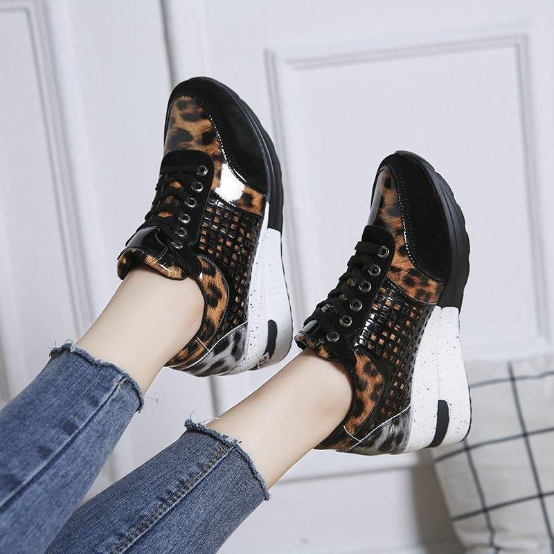 Sequin Cutout Wedge Heel Sneakers Newgew