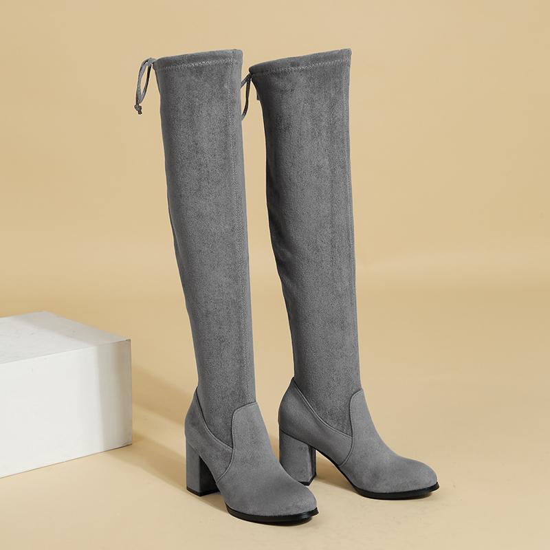 Minimalist Lace Up Decor Classic Boots Minimalist Tie Back Chunky Heeled Boot s Newgew