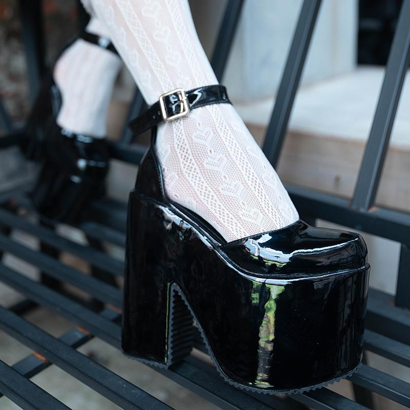 Halloween Super High Waterproof Platform Patent Leather Heels Newgew
