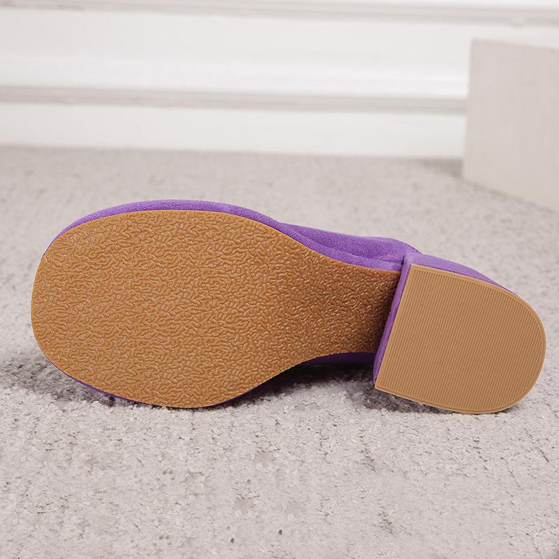 Suede Chunky Mules Heeled Pumps Newgew