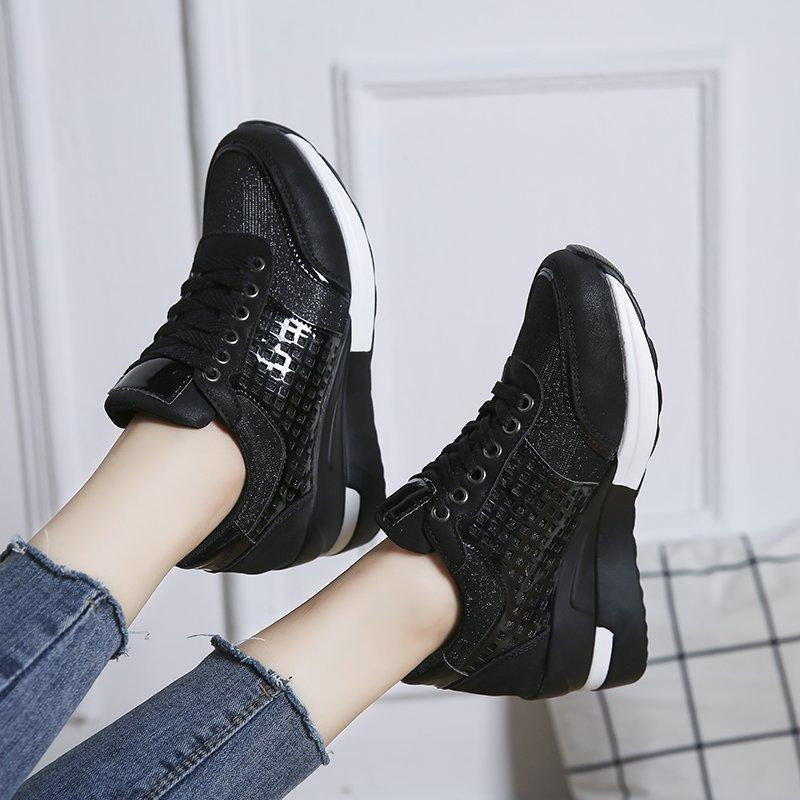 Sequin Cutout Wedge Heel Sneakers Newgew