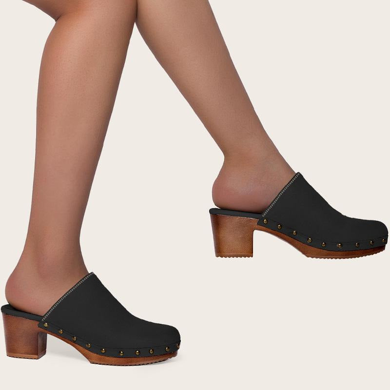 Chunky Heeled Mule Clogs Pumps Newgew