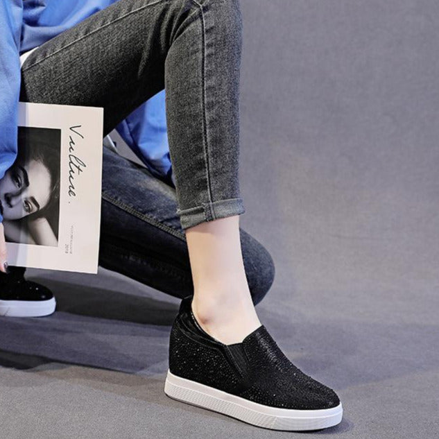 Rhinestone Wedge Sneakers Newgew