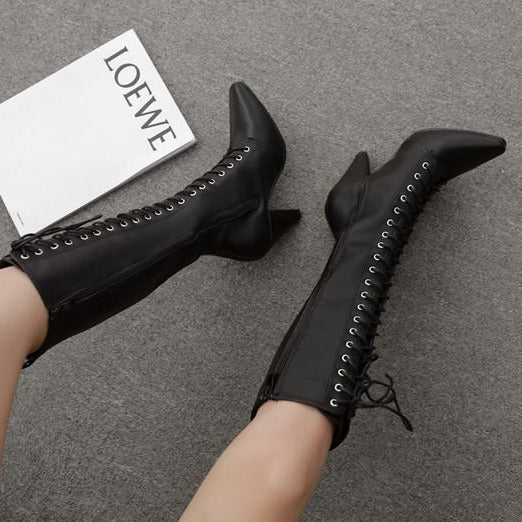 Patent Leather Chunky Heeled Thigh High Boots Newgew
