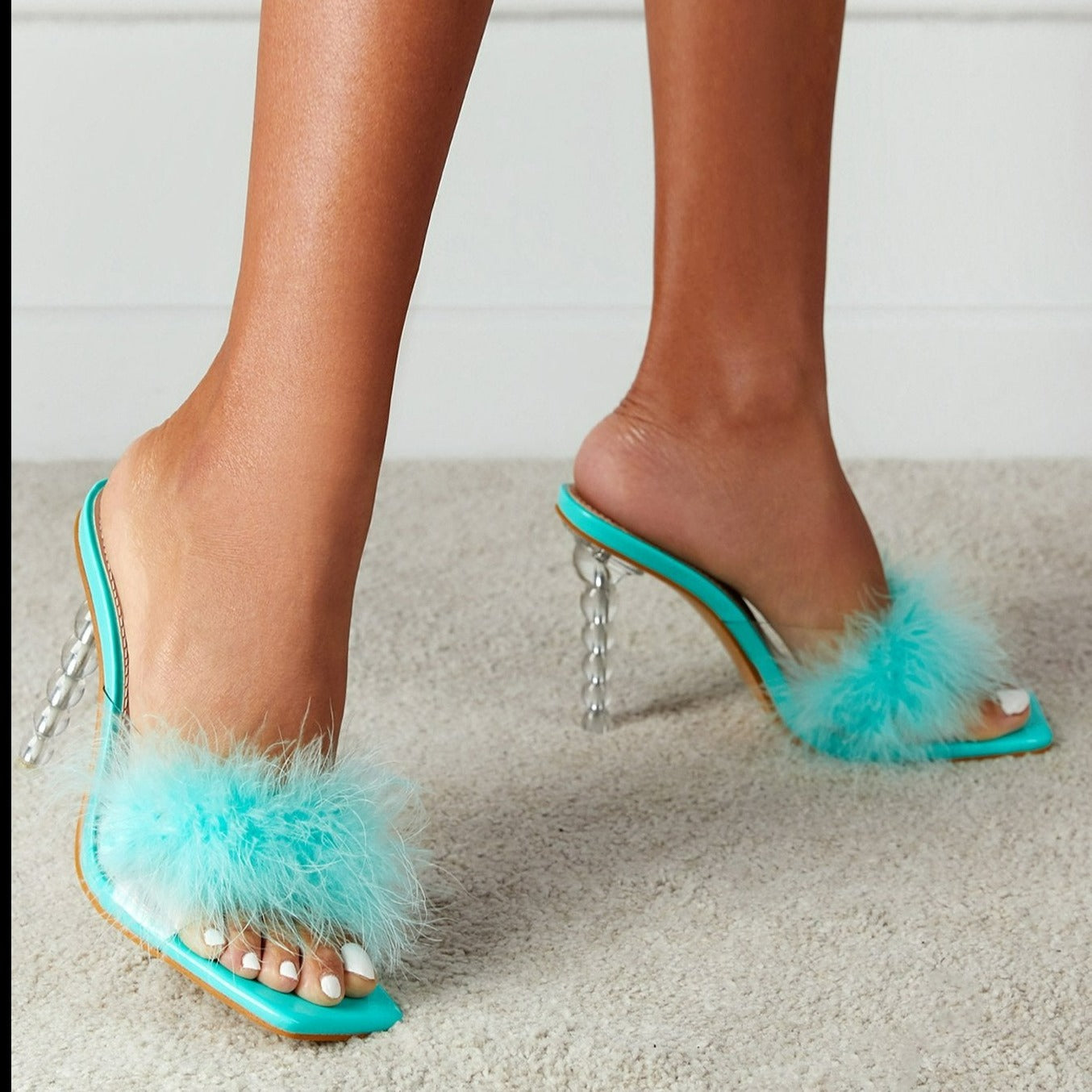 Fluffy Decor Heel Sandals Newgew
