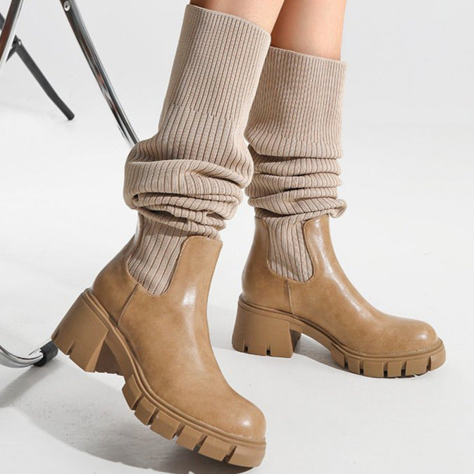 British Style Chunky Heeled Thick-soled Boots Newgew