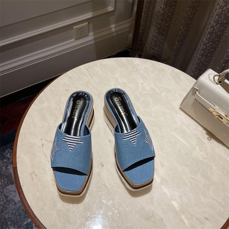 Denim Stars Waterproof Platform Sandals Newgew