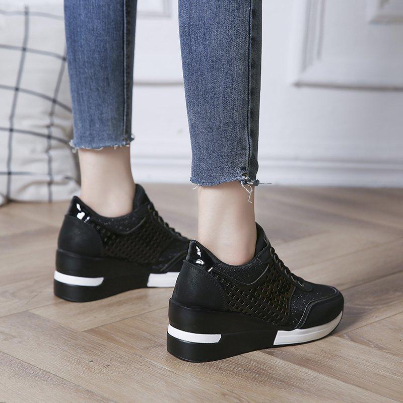 Sequin Cutout Wedge Heel Sneakers Newgew