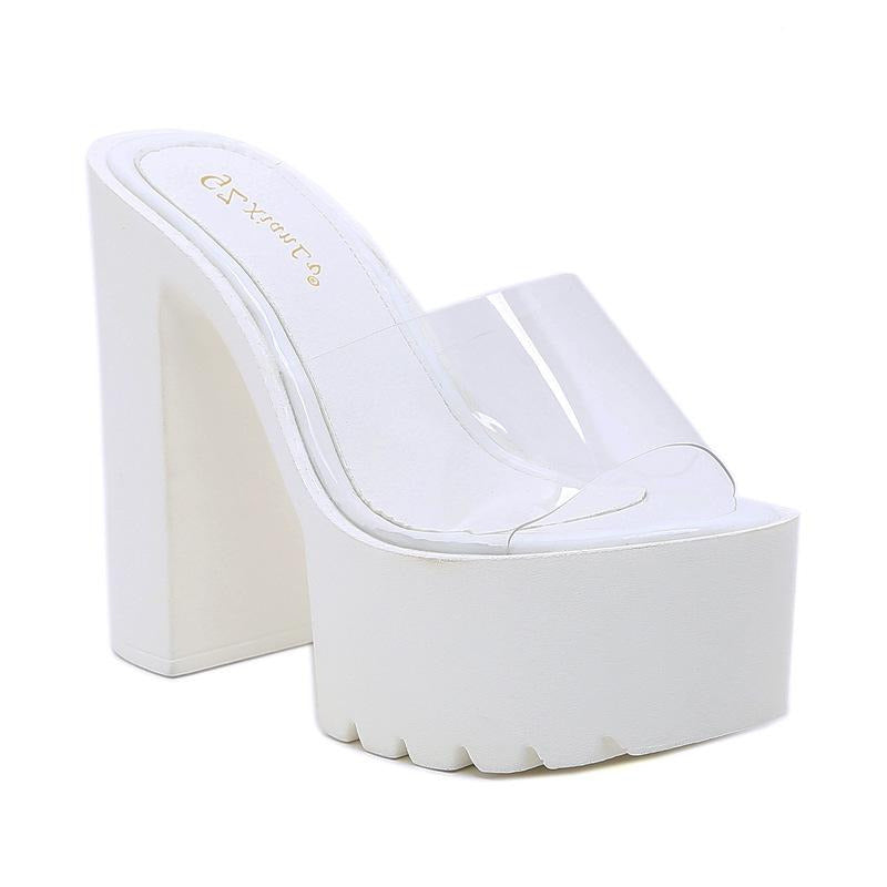 Chunky Waterproof Platform Super High-heeled Transparent Sandals Newgew