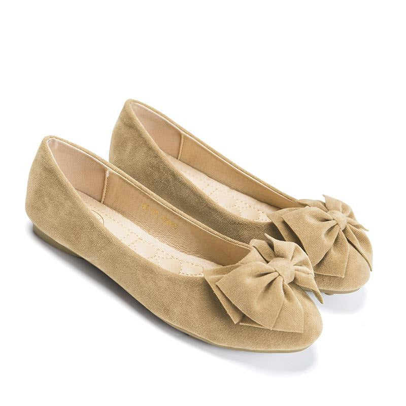 Bow Decor Suede Ballet Flats Newgew