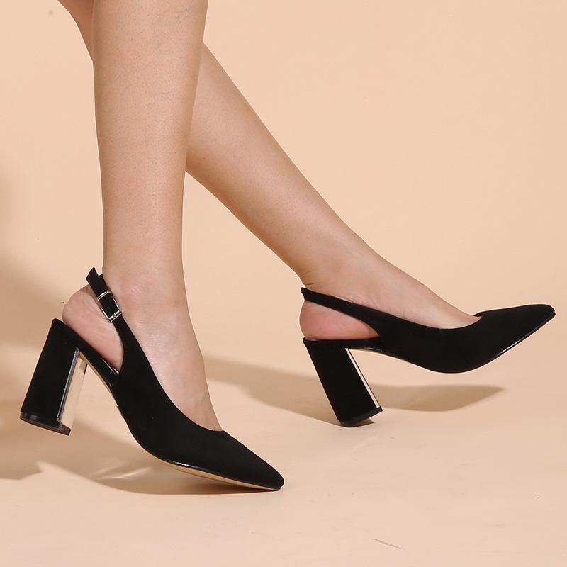 Suede Chunky Heeled  Pumps Newgew