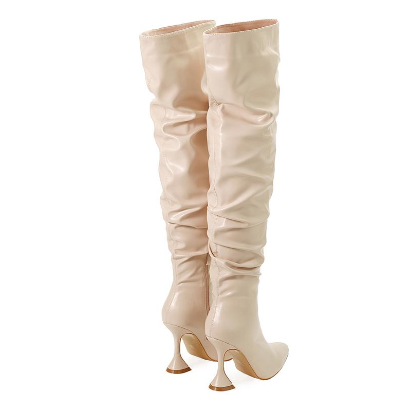 Solid Pointed-Toe Heeled Boots Newgew