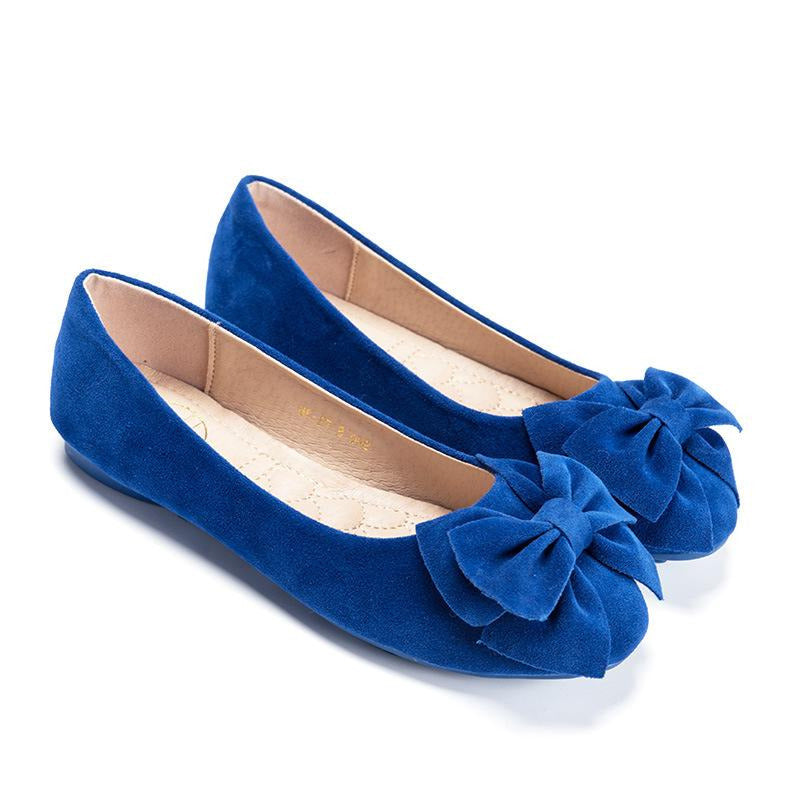 Bow Decor Suede Ballet Flats Newgew