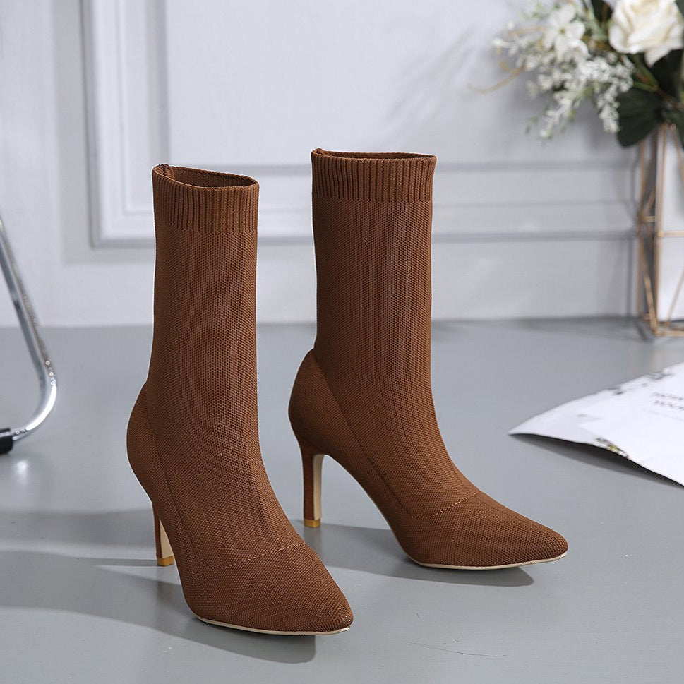 Fashionable Pointed Toe Stiletto Sock Boots Newgew