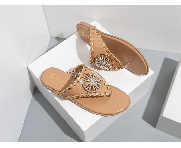 Rhinestone Flat Sandals Newgew