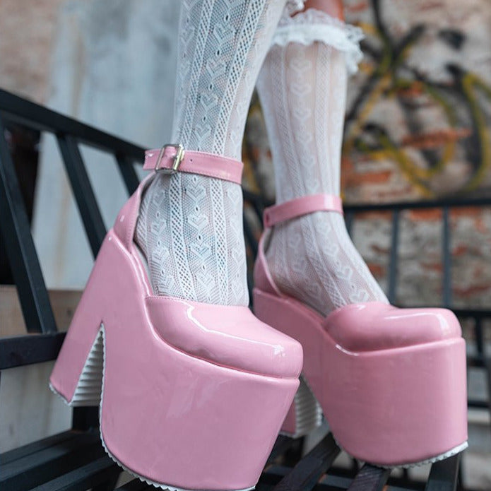 Halloween Super High Waterproof Platform Patent Leather Heels Newgew