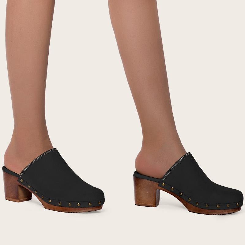 Chunky Heeled Mule Clogs Pumps Newgew