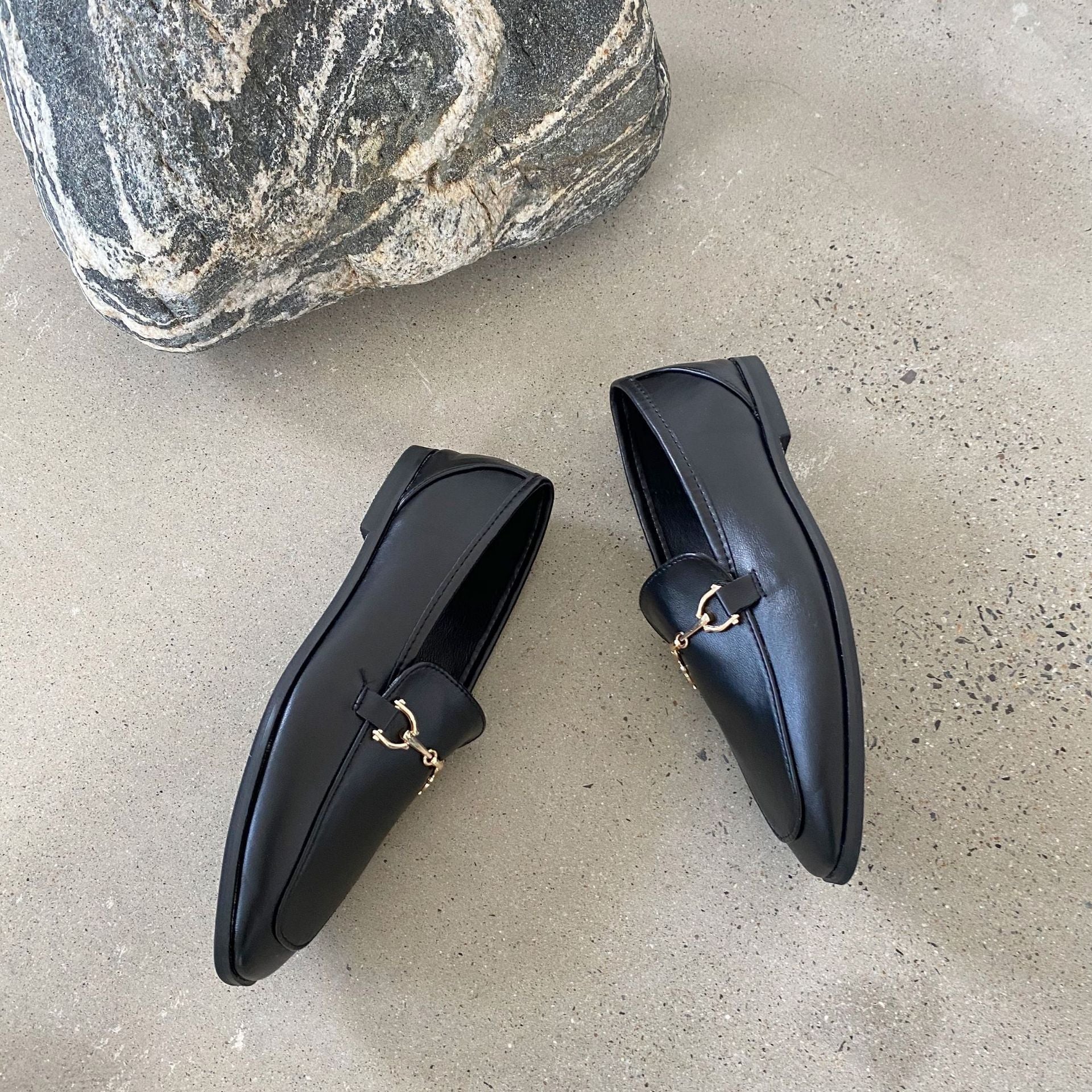 British Style Metal Buckle Loafer Flats Newgew