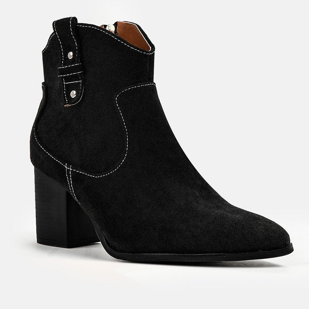 Thick Heeled Side Zipper Short Boots Newgew
