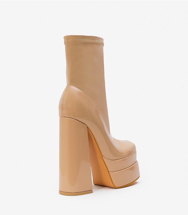 High Waterproof Platform Thick Heeled Side Zip Boots Newgew