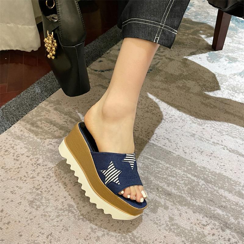 Denim Stars Waterproof Platform Sandals Newgew