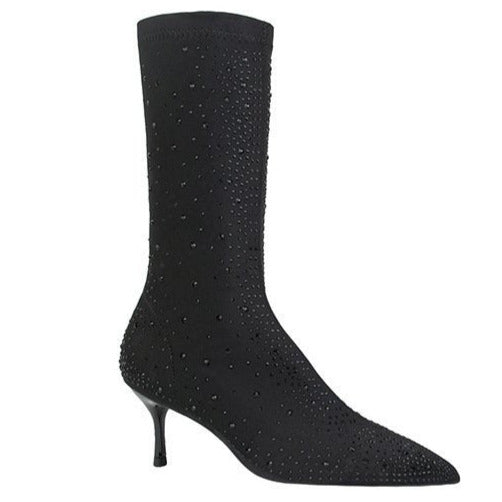 Diamond Elements Pointed Toe Fine High Heel Short Boots Newgew