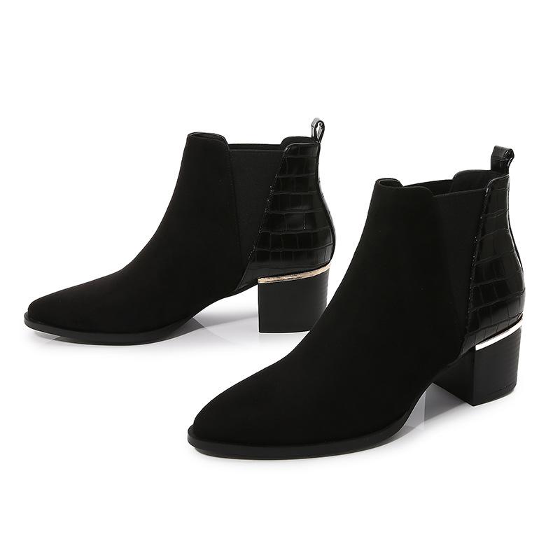 Pointed Toe Heel Chelsea Ankle Boots Chelsea Chunky Low-heel Boots Newgew