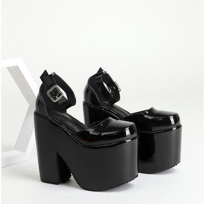 Halloween Super High Waterproof Platform Patent Leather Heels Newgew
