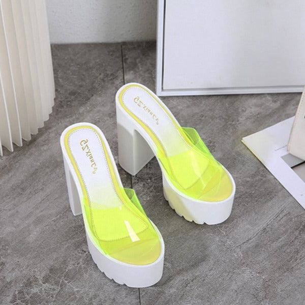 Chunky Waterproof Platform Super High-heeled Transparent Sandals Newgew
