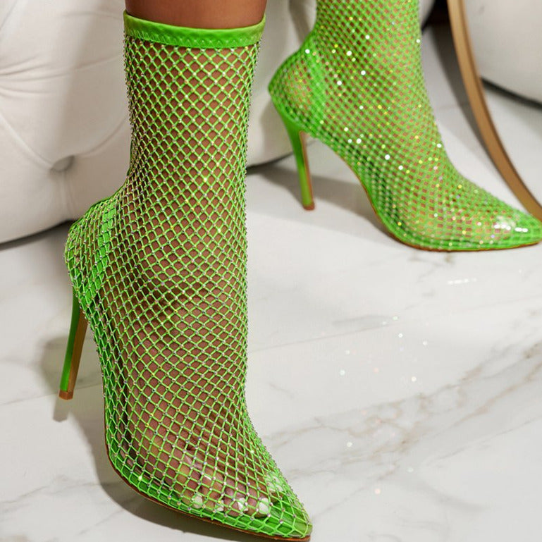 Rhinestone Decor Stiletto Heeled Boots Newgew