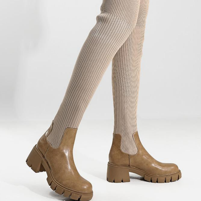 British Style Chunky Heeled Thick-soled Boots Newgew