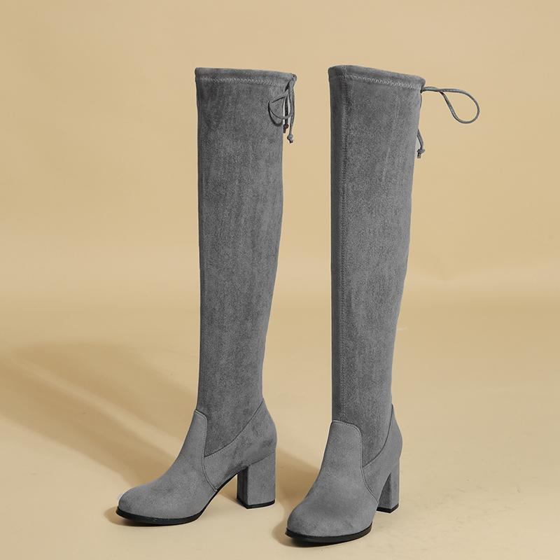 Minimalist Lace Up Decor Classic Boots Minimalist Tie Back Chunky Heeled Boot s Newgew