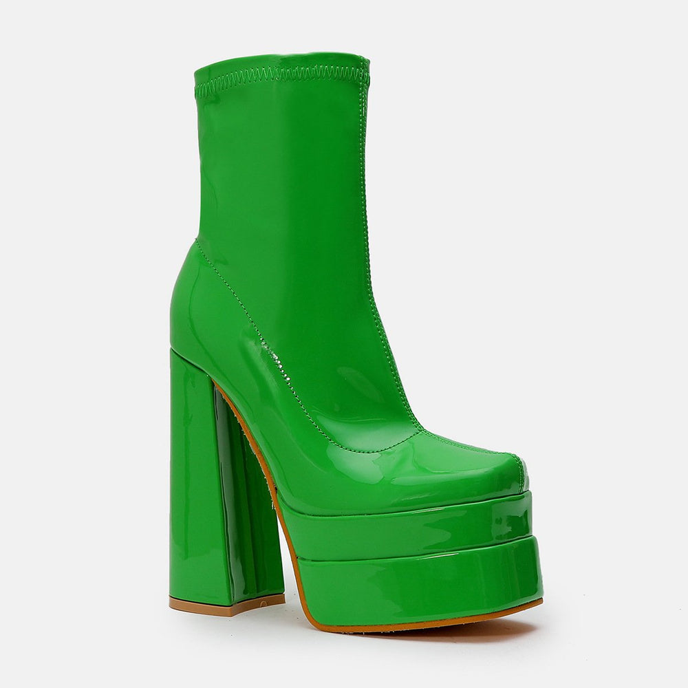 High Waterproof Platform Thick Heeled Side Zip Boots Newgew