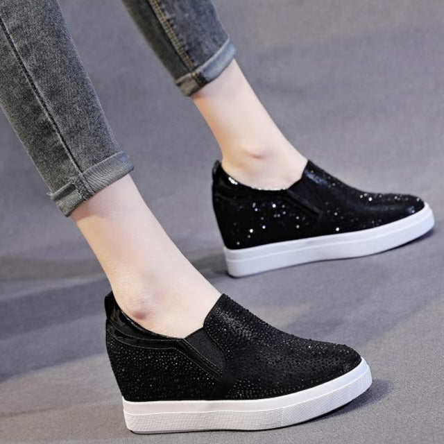 Rhinestone Wedge Sneakers Newgew