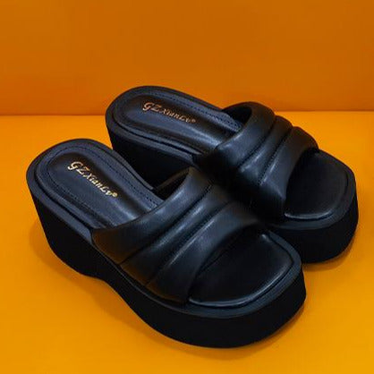 Slope Heeled Thick Soled Square Toe Sandals Newgew