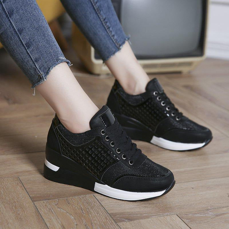 Sequin Cutout Wedge Heel Sneakers Newgew