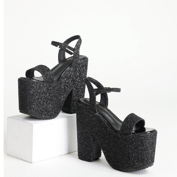 Halloween Sequin Waterproof Platform Super High Heel Sandals Newgew